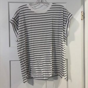NWOT a new day White and Black Striped Short Sleeve Tee
